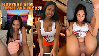 จากด้านหลังด้วยเซิร์ฟเวอร์ Hooters ที่ซุกซน!